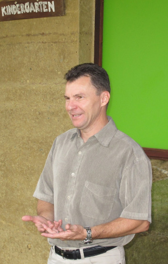 Michel outside Panyaden Kindergarten