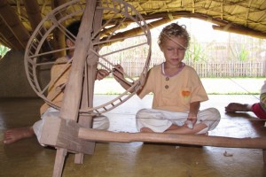 IMG_1045 Spinning yarn. Panyaden School project