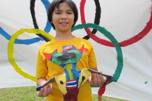 IMG_5902 Student with self-made Olympic Games mascot, Panyaden School Chiang Mai