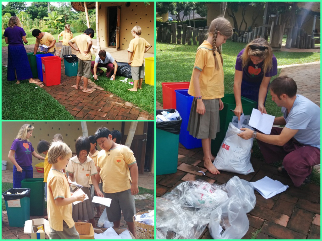 Prathom 4 collect garbage and waste for recycling, Panyaden School