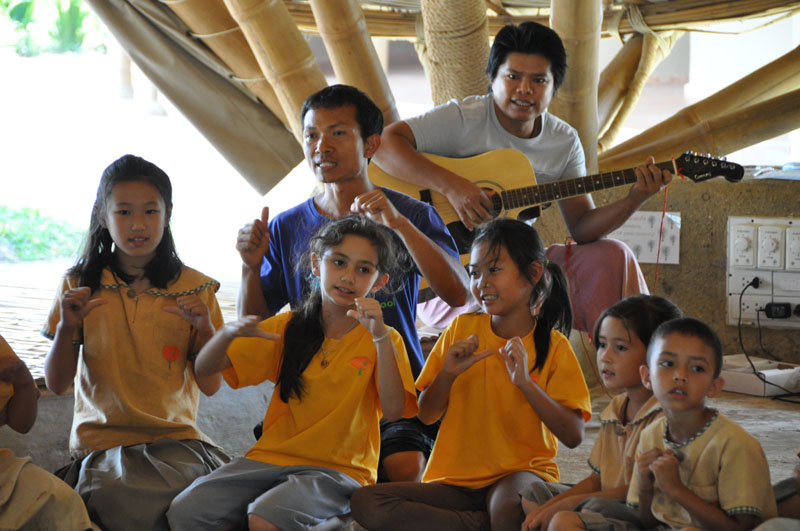 Panyaden students singing about the 12 Wise Habits at school