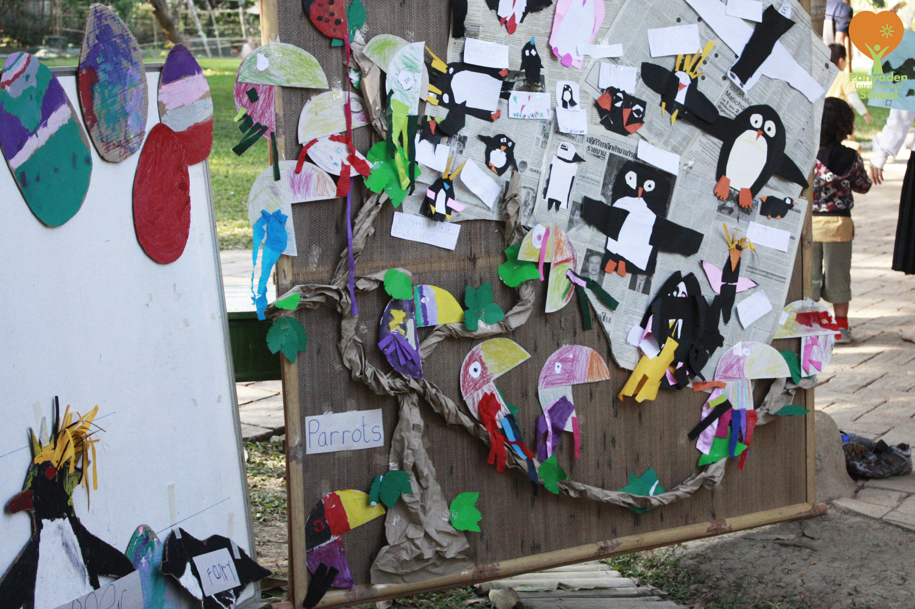 Penguin and birds paper art by Panyaden International School pre-schoolers