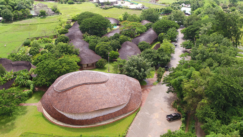 Aerial shot of Panyaden's bamboo Sports Hall. Photo by CLA.