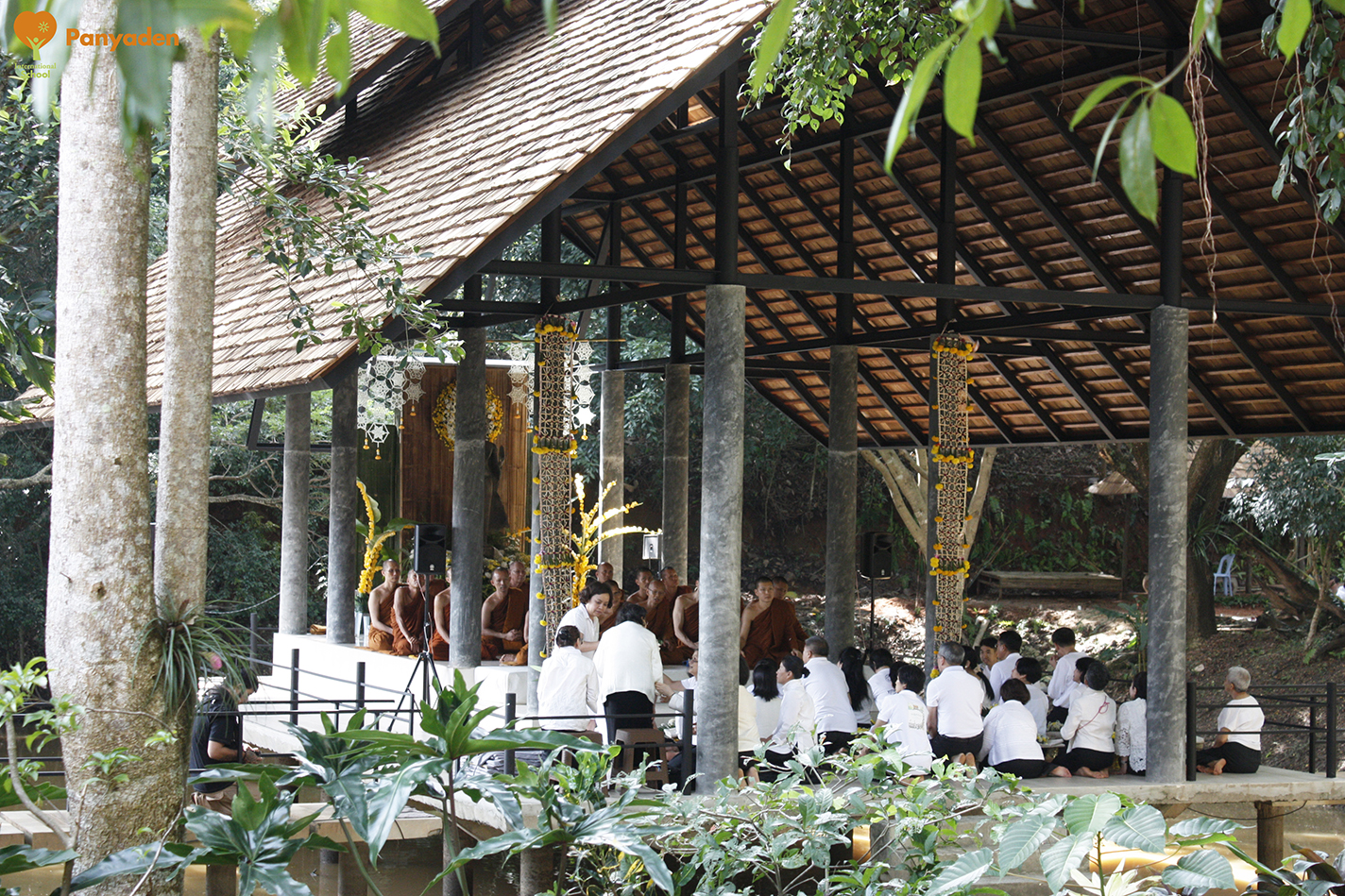 Formal offering of cotton cloth to monks, Panyaden at Jula Khatina in Chiang Rai