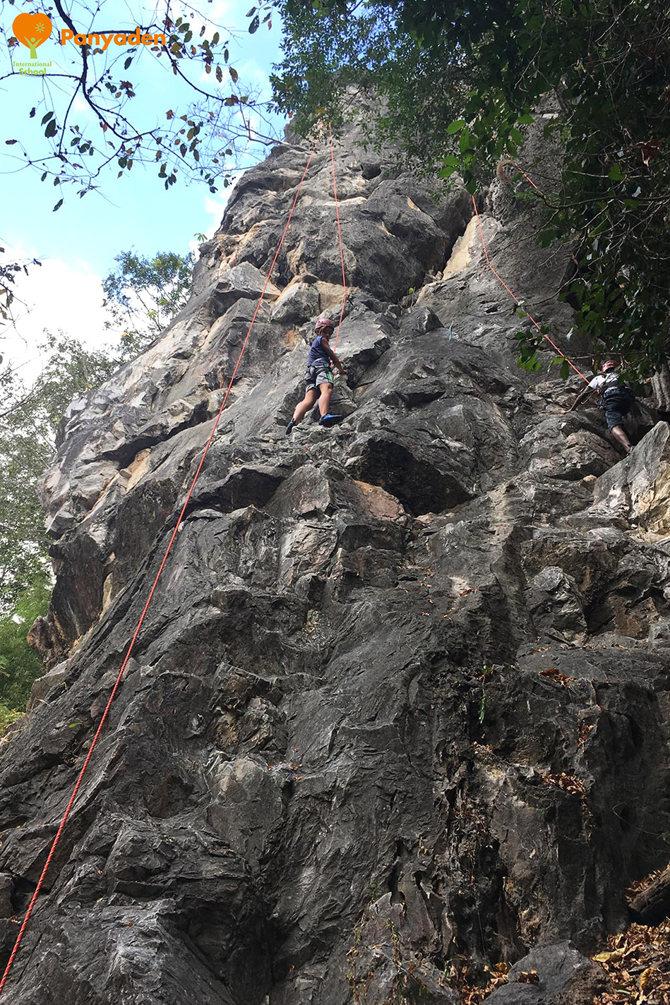 Climbing higher! Panyaden Y7 student rock climbing