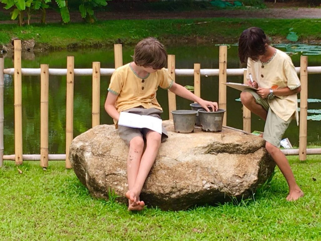 Students' science learning outdoor at Panyaden, International School in Chiang Mai